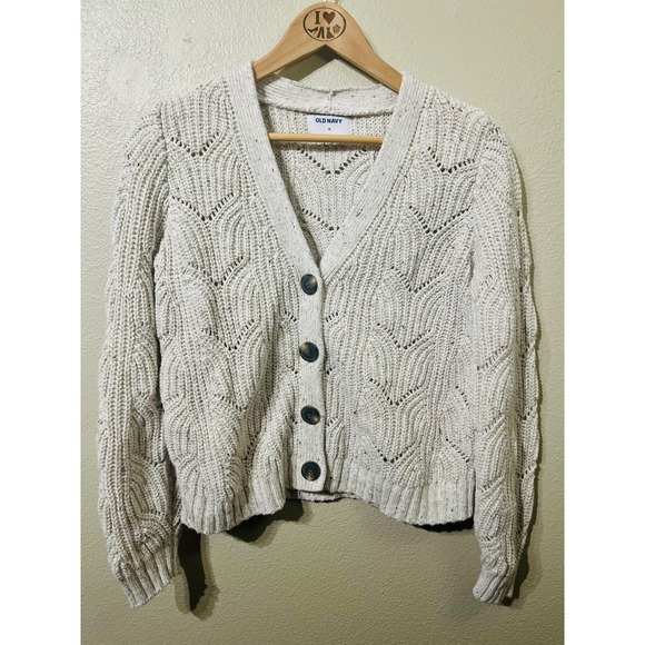 Old Navy Oversized Chunky Semi Open Knit Cardigan Tan Badge Women's Size XS - Picture 1 of 9